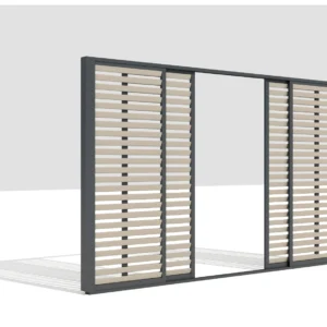 Paravan Culisant cu Jaluzele Fixe pentru Pergola, 3000x2500mm, Dimensiuni Panou 2688x2288mm, Culoare Bej (copie)