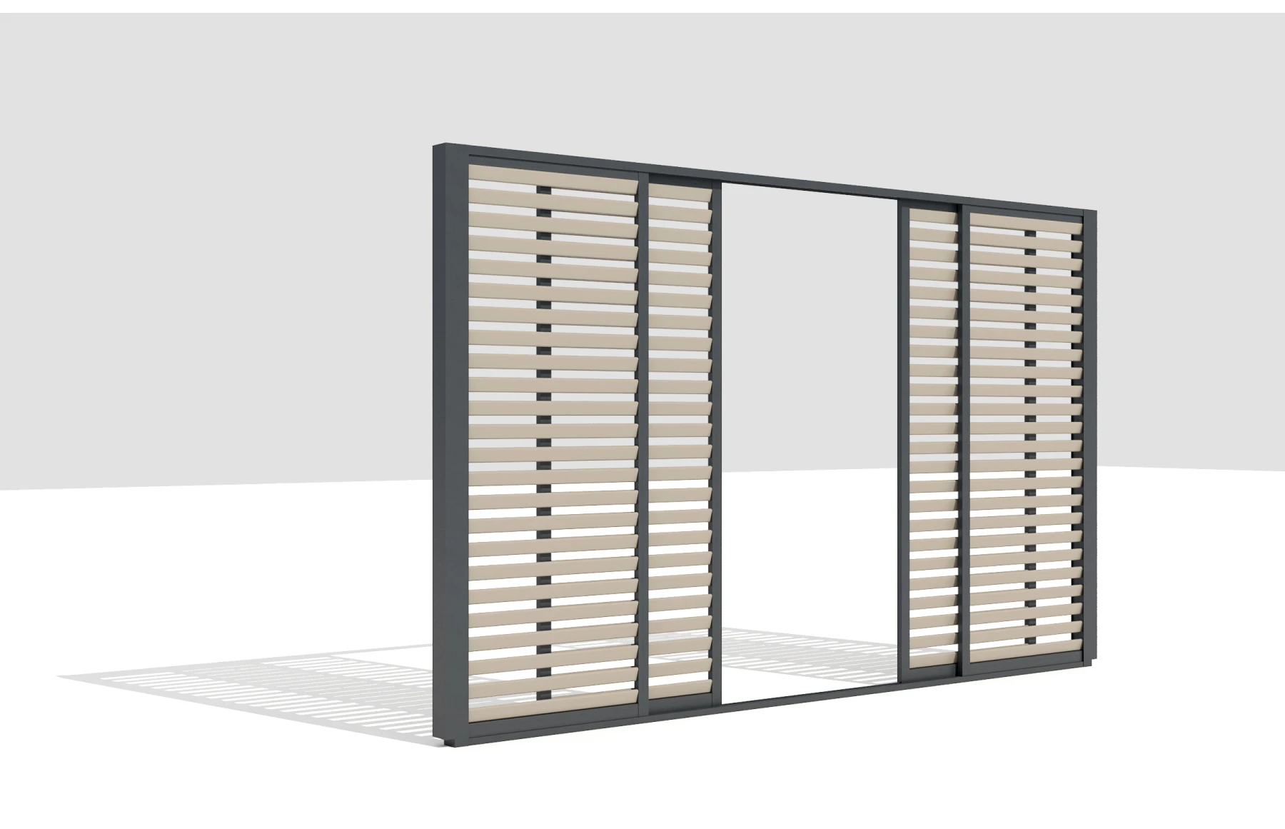 Paravan Culisant cu Jaluzele Fixe pentru Pergola, 3000x2500mm, Dimensiuni Panou 2688x2288mm, Culoare Bej (copie)