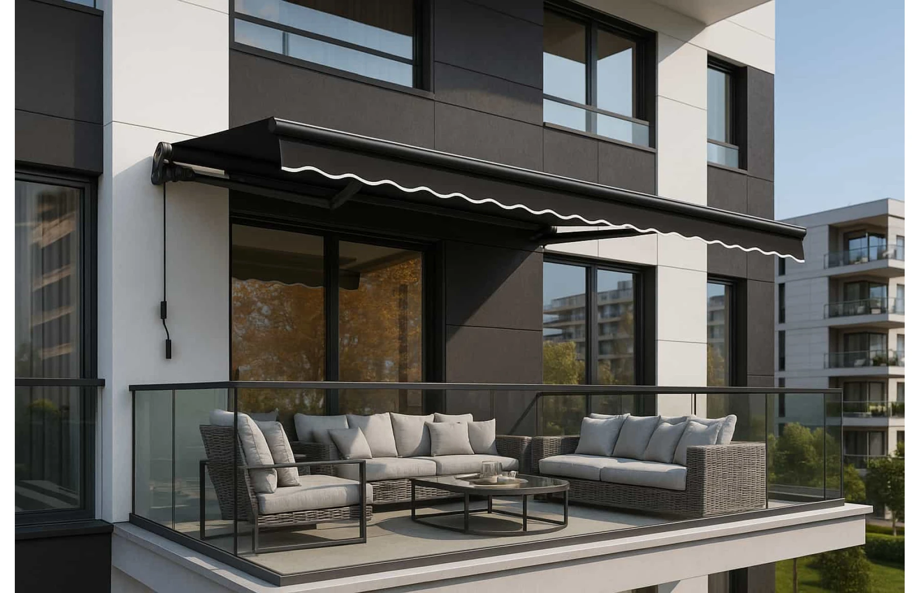 Marchiza/Copertina retractabila manuala cu brat articulat 3x2,5 m poliester dungi, aluminiu - imagine 5