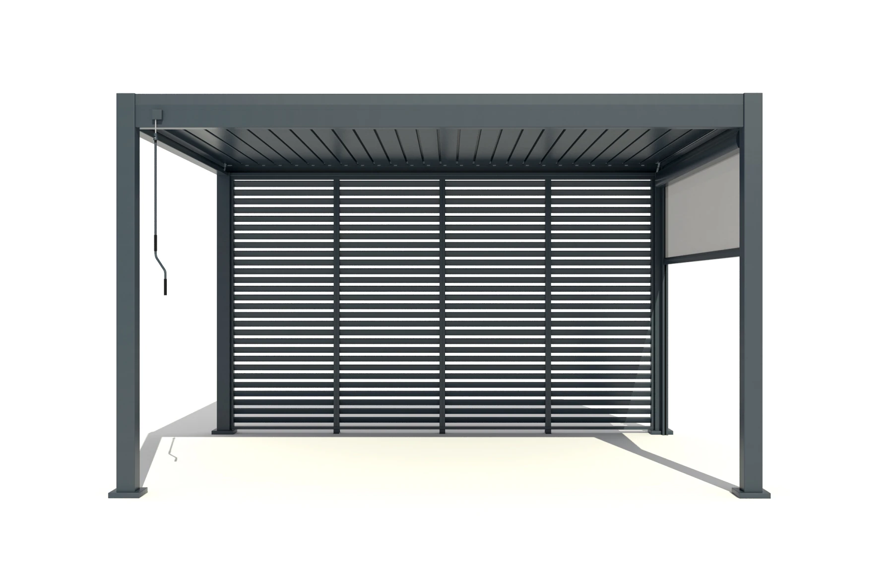Paravan din Jaluzele Ajustabile Manual pentru Pergola, 2500mm Inaltime, 1230x2285mm, Structura GRI RAL 7016 - imagine 3