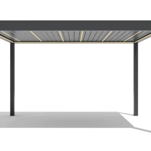 Pergola SUPREME din Aluminiu Acoperis Reglabil cu Spuma Poliuretanica, Actionare Electrica, Senzor de Ploaie & LED | 3000x4000mm, Gri RAL 7016