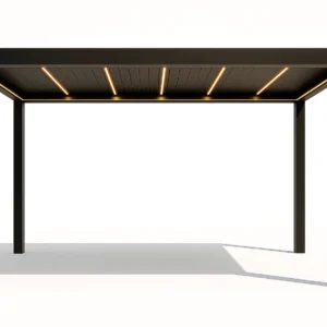 Pergola Bioclimatica Deluxe 2.0, Aluminiu, 4x4m, LED Lumina Calda, Gri Antracit