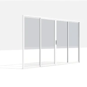 Paravan din sticla securizata, 3 foi, pentru pergola cu Latime de 4000mm si Inaltime: 2500mm, Grosime sticla: 8mm, Dimensiune totala: 3700x2380mm, Culoare structura: ALB