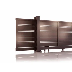 Poarta autoportanta aluminiu 5800 x 1800mm, prefabricata, model Neptun, maro
