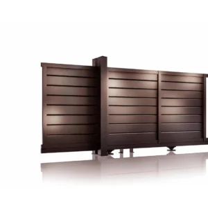 Poarta autoportanta aluminiu 5800 x 1800mm, prefabricata, model Baldur maro