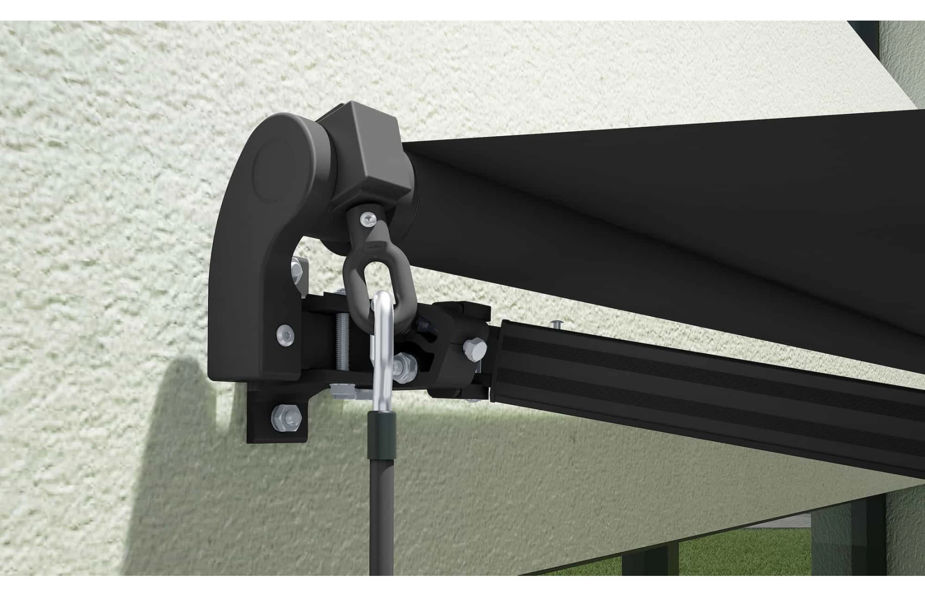 Marchiza/Copertina retractabila manuala cu brat articulat 3x2,5 m poliester dungi, aluminiu - imagine 2