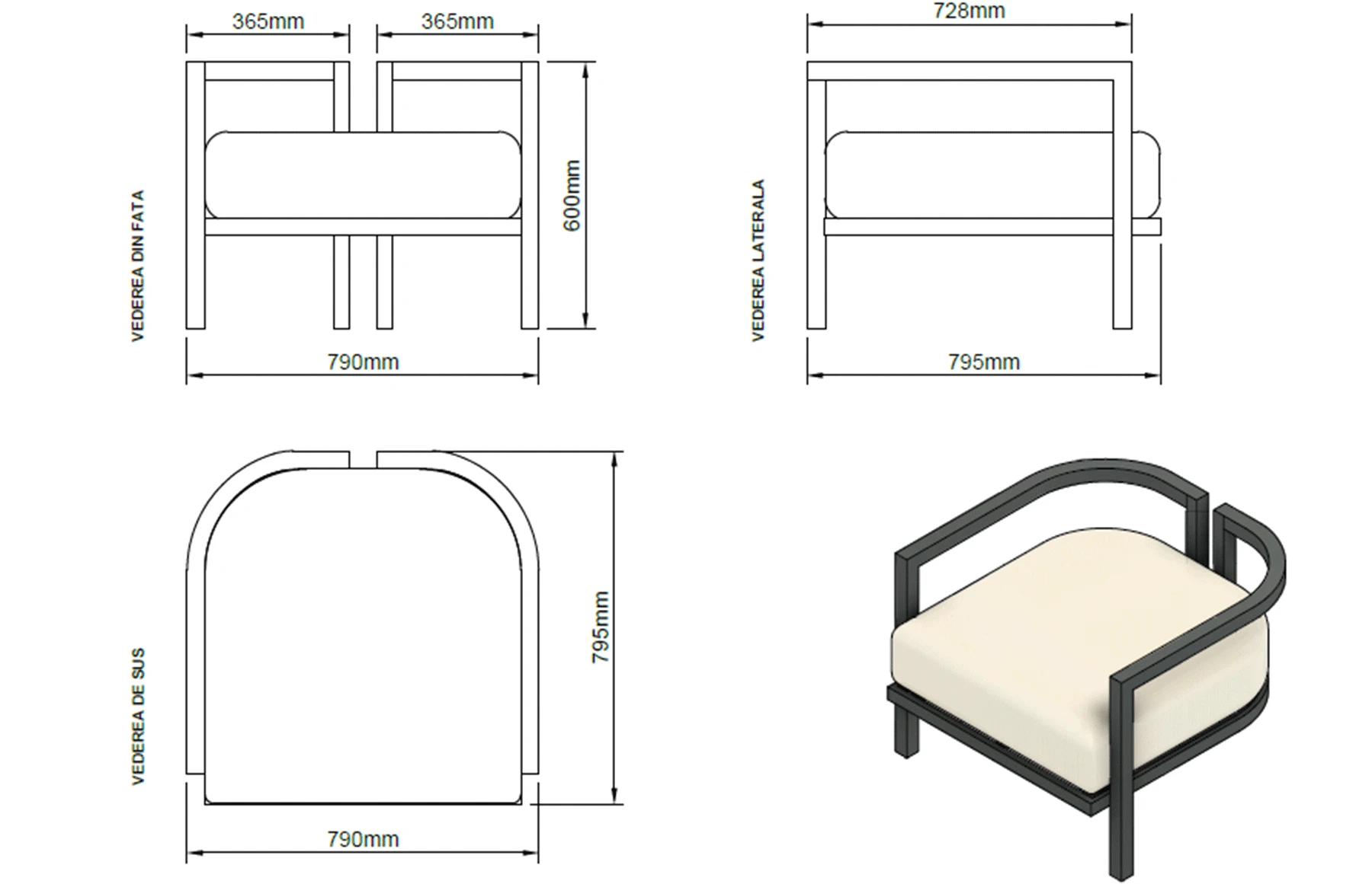 Set mobilier premium din aluminiu, pentru terasa/gradina/balcon, model Parma - imagine 15