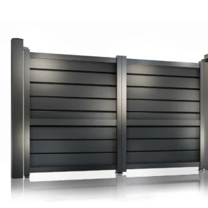 Poarta auto batanta aluminiu 3000x1800mm, prefabricat, model Baldur, gri antracit