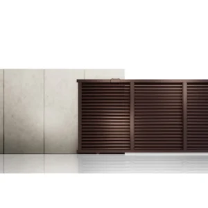 Poarta culisanta glisanta metalica din aluminiu, prefabricata, maro model Jaluzea Suprem, 4000x1800mm