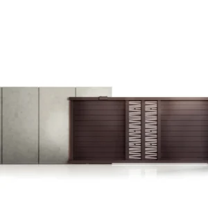 Poarta culisanta glisanta metalica din aluminiu, prefabricata, maro, model Poseidon, 4000x1800mm