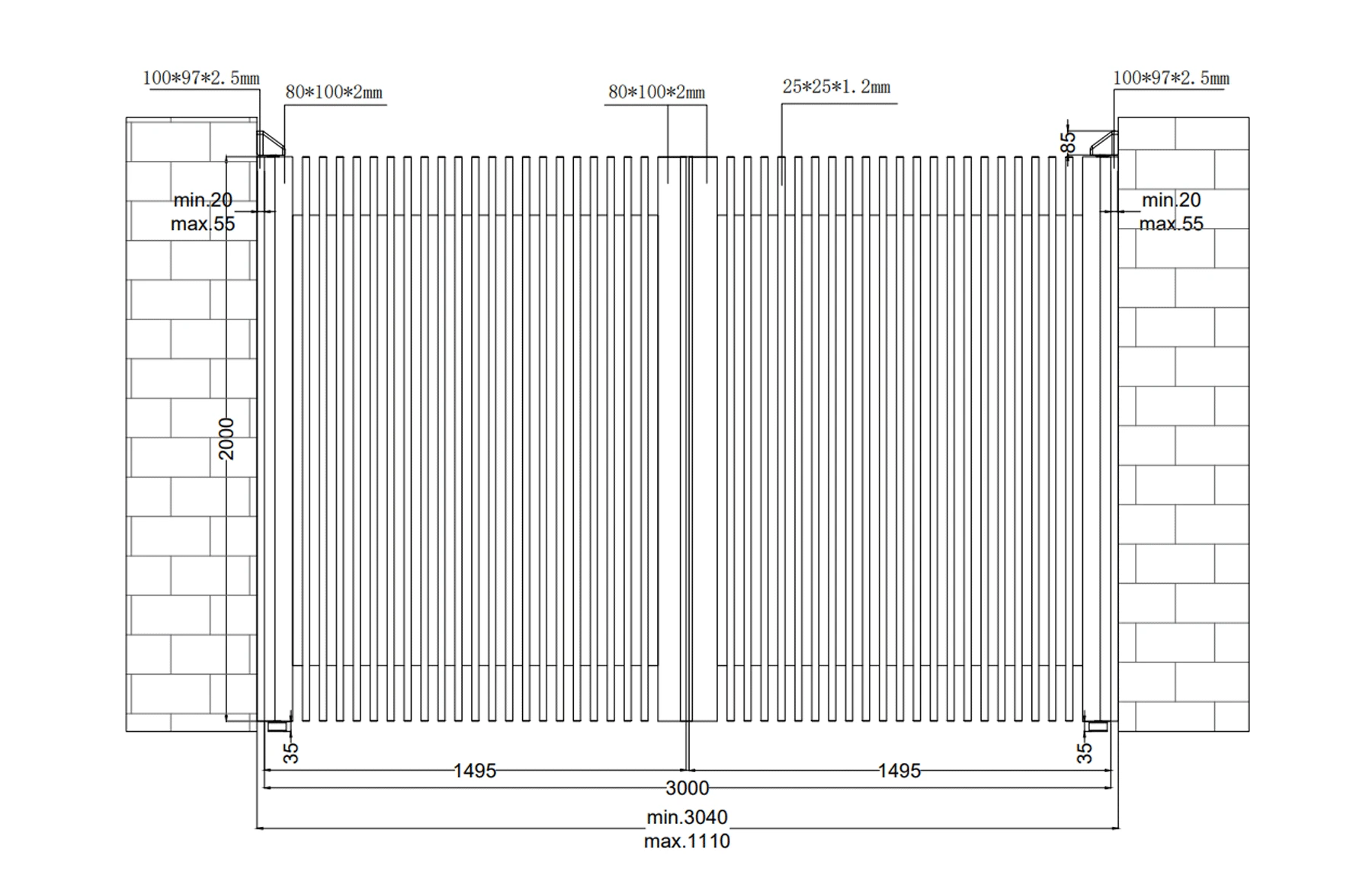 Poarta auto batanta aluminiu 3500x2000mm, model Supernova, gri antracit - imagine 6