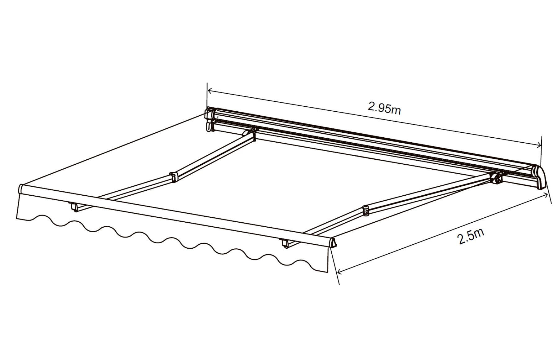 Marchiza/Copertina retractabila manuala cu brat articulat 3x2,5 m poliester dungi, aluminiu - imagine 6