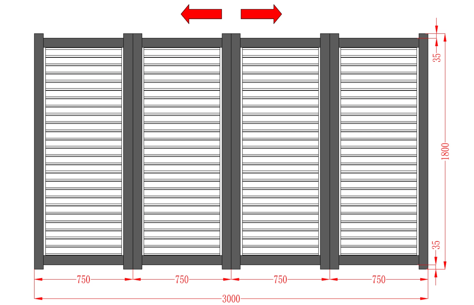 Poarta bi-fold aluminiu Jaluzea Suprem 3000mm lungime x 1800mm inaltime, gri antracit - imagine 3