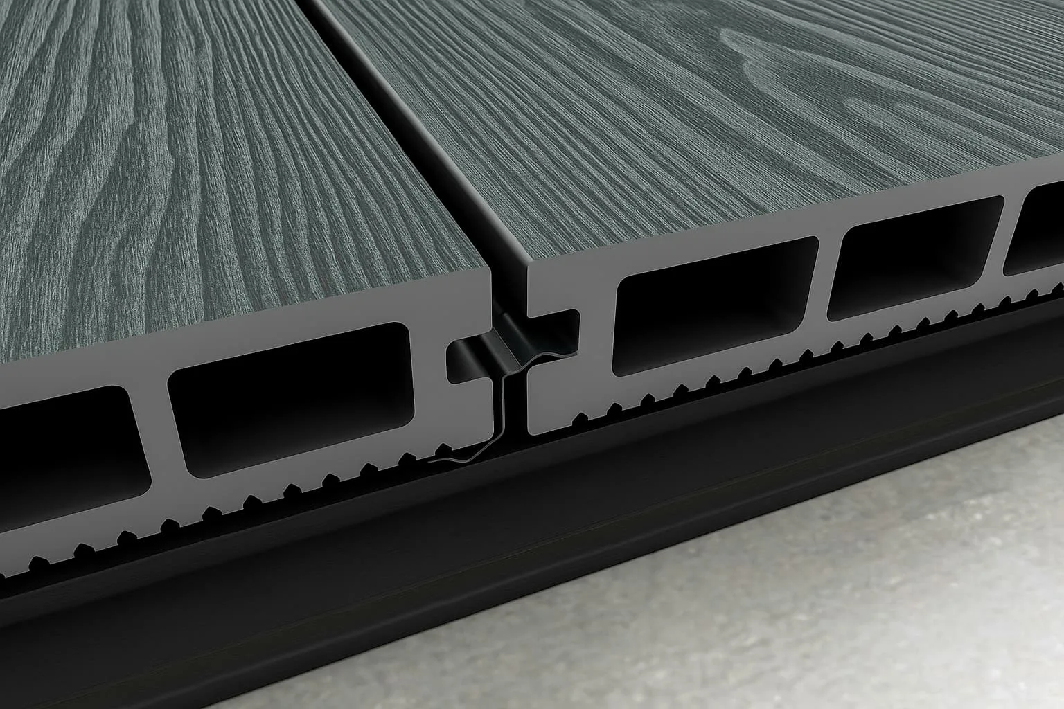 Placa deck terasa WPC 3D, tip pardoseala/dusumea WPC, 145×22 mm, gri deschis linii periat - imagine 3