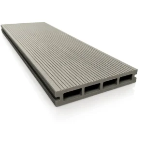 Placa deck terasa WPC 3D, tip pardoseala/dusumea WPC, 145×22 mm, gri deschis linii periat