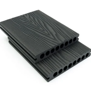 Placa deck 3D WPC gri inchis,gol rotund si rezistenta sporita, Dimensiune: 150x25mm, Lungime: 4000mm