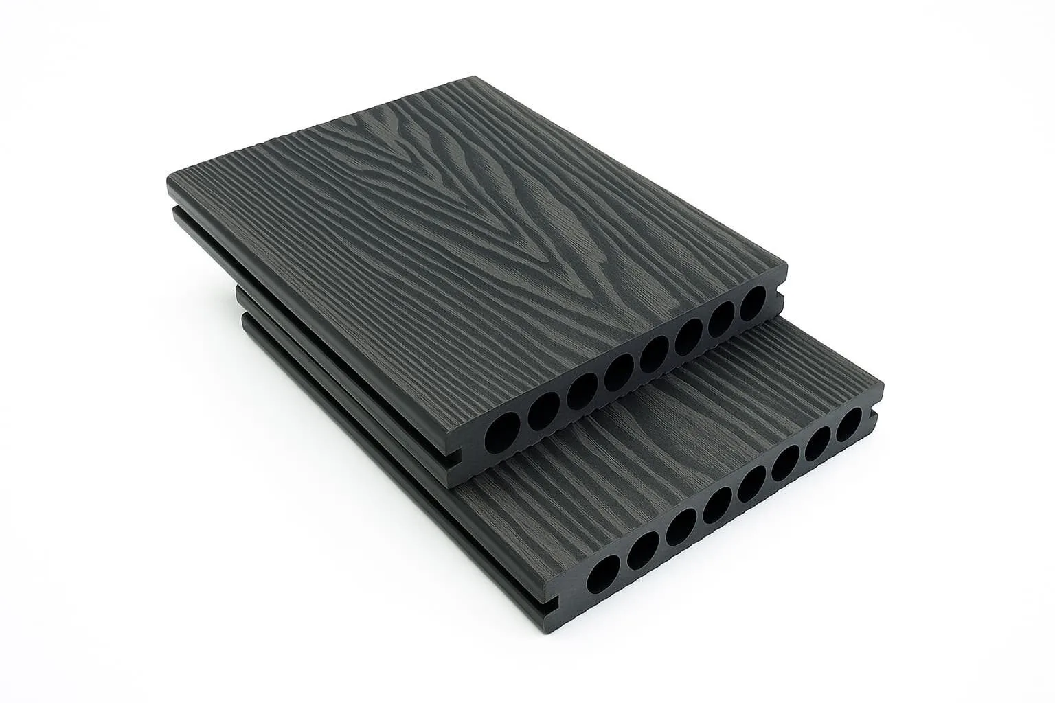 Placa deck 3D WPC gri inchis,gol rotund si rezistenta sporita, Dimensiune: 150x25mm, Lungime: 4000mm