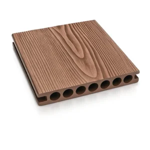 Placă Deck 3D Maro din WPC 145x24mm, L 3800mm, Structura cu Gol Rotund pentru Rezistenta Sporita.