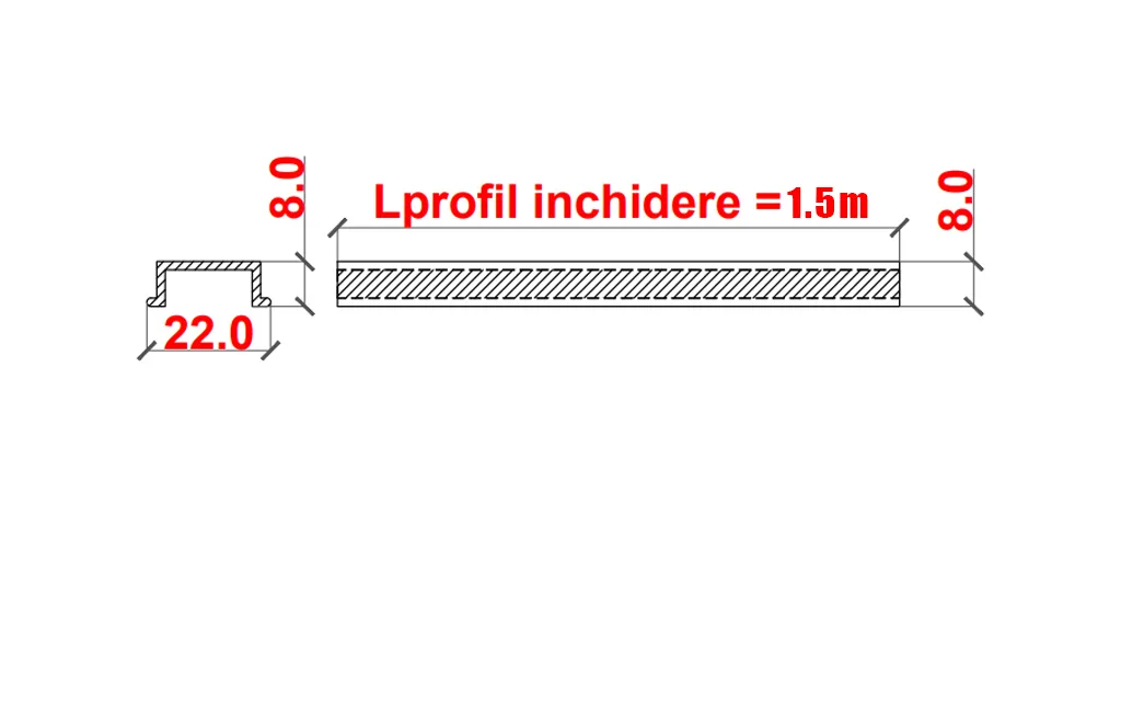 Profil inchidere stalp 1500mm gard, 22x8mm, Aluminiu, Maro - imagine 2